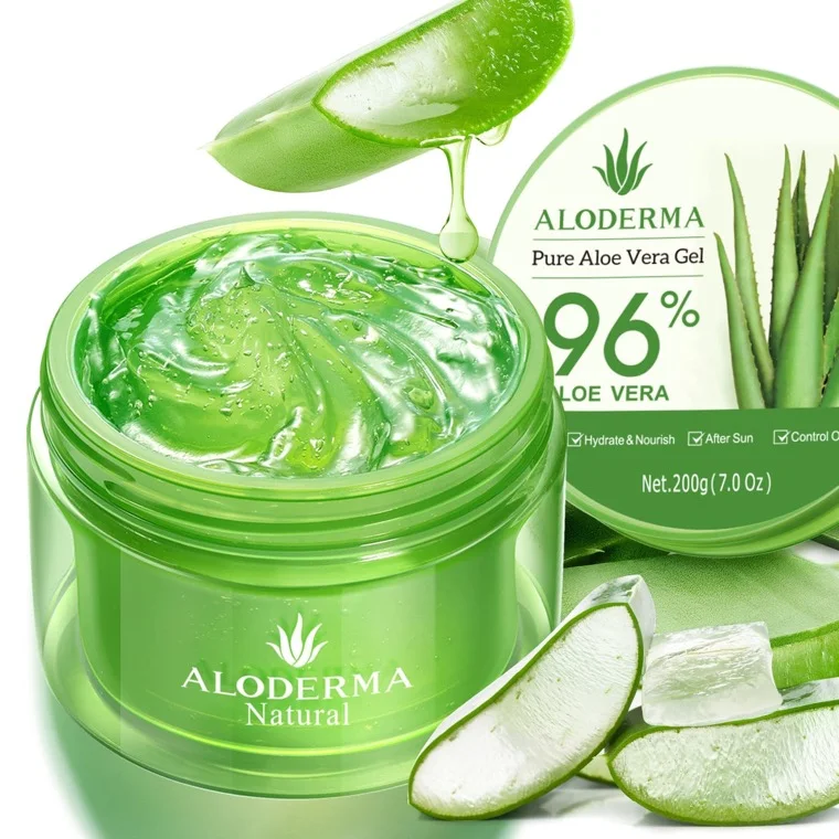 Jar of ALODERMA pure gel with 96% organic aloe vera